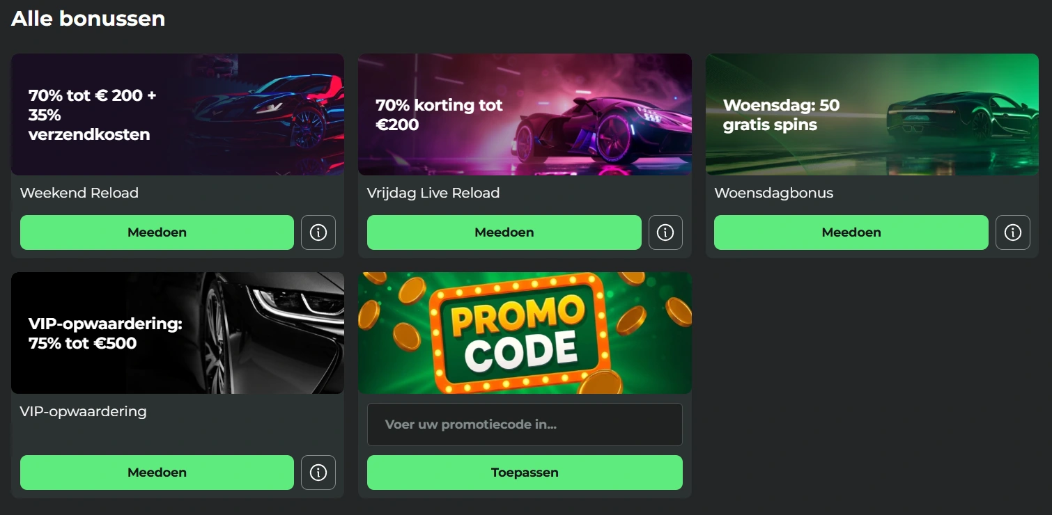 Super Spin Casino wekelijkse acties en reload bonussen 