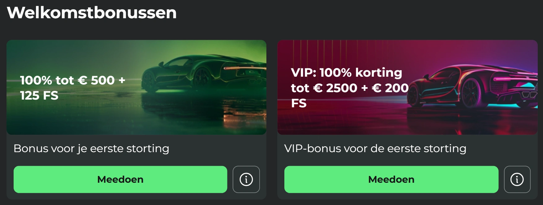 Super Spin Casino welkomstbonus eerste storting