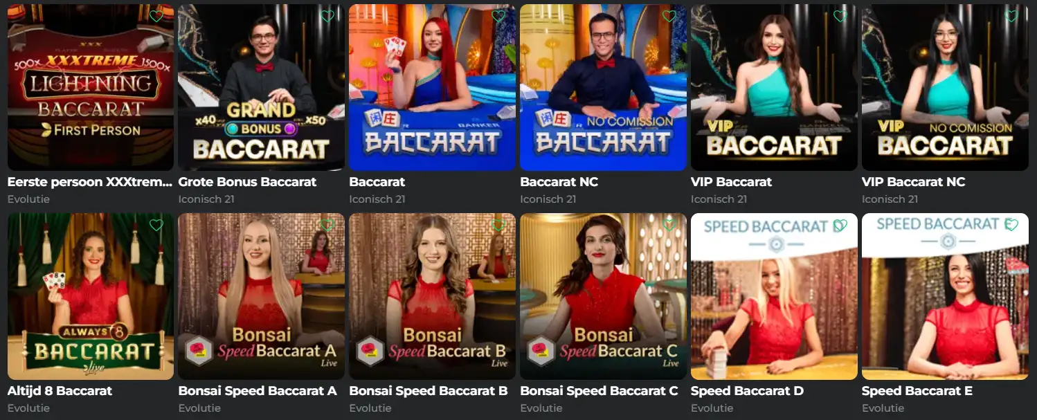 Super Spin Casino tafelspellen roulette blackjack baccarat